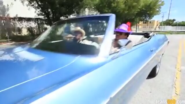 Two huge cocks for perfect Asian ladyboy