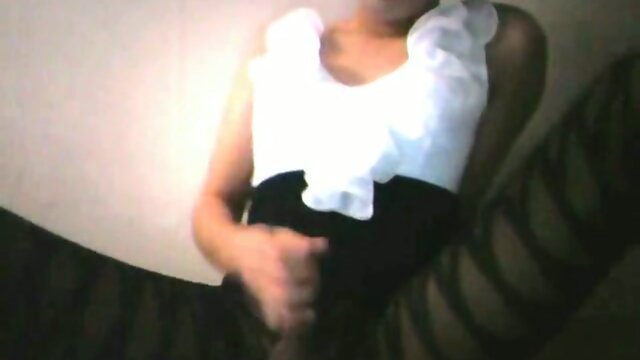 Crossdresser femboy cum white