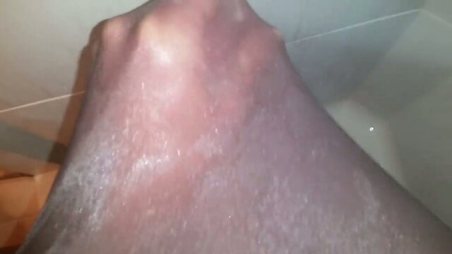 Guess who's pantyhose I found in bathroom to wear in shower