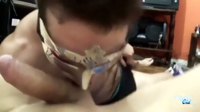 Guy sucks a massive cock for  tranny girl