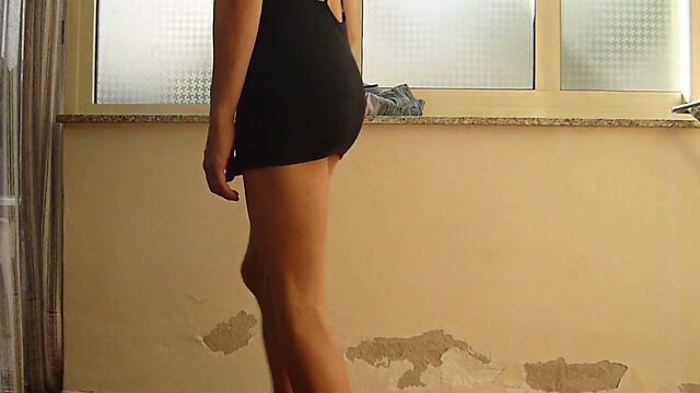jessykyna black dress  spanking - teen crossdresser