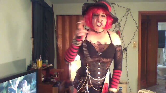 smoking, stroking a bit of cum and a new toy