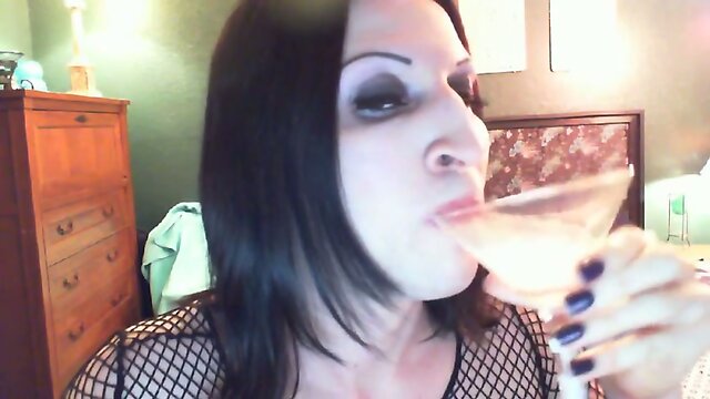 Naughty never tasted so nice.goth fem boy glass of cum