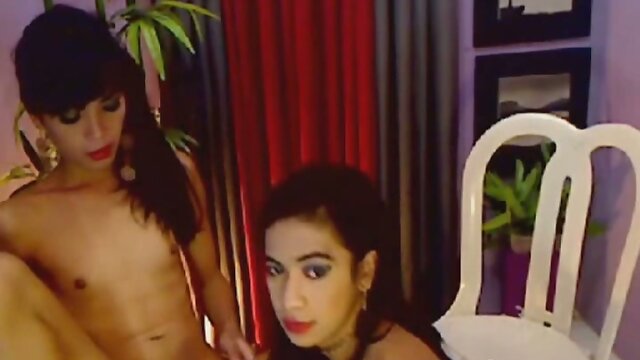 Kissing and Sucking Action By Skinny Shemales