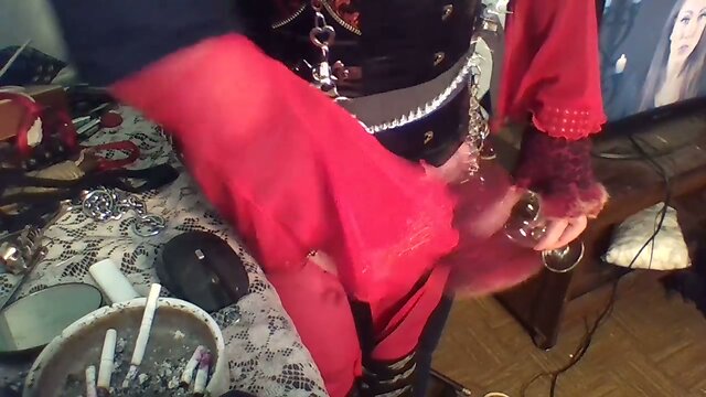 smoking crossdresser cums