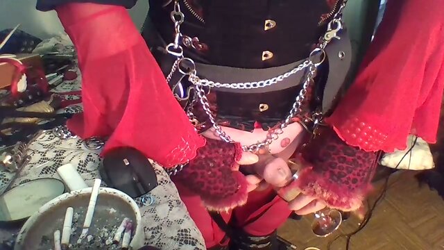 smoking crossdresser cums