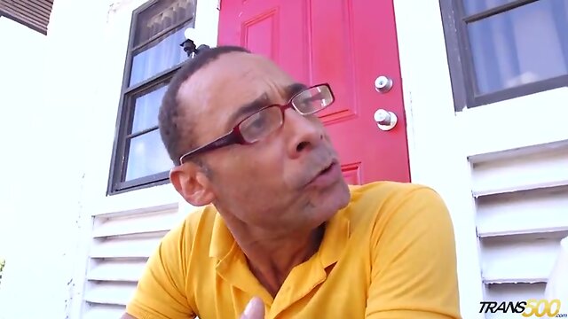 TGirl Kylie Maria suck and fuck two ebony Santas