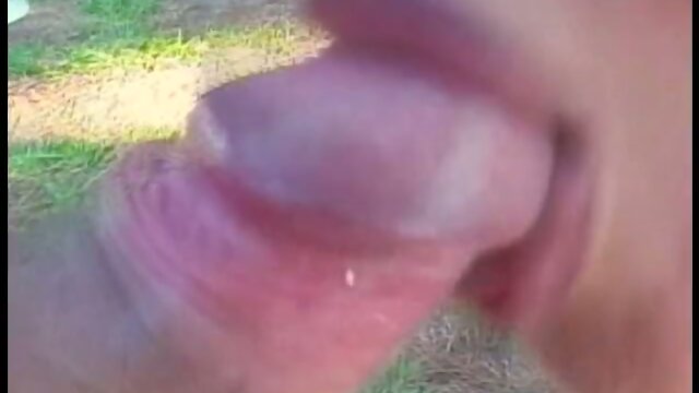 Slim guy sucks trannys thick cock in park