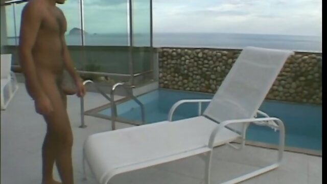 Sexy Latina tranny fucks her man, gets fucked by the pool