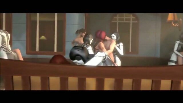 3D robot futanari gangbang