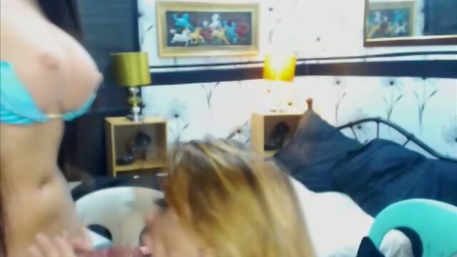 Two Shemales Take Turn in Ass Fucking and Blowjob