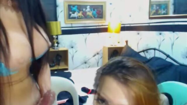 Two Shemales Take Turn in Ass Fucking and Blowjob