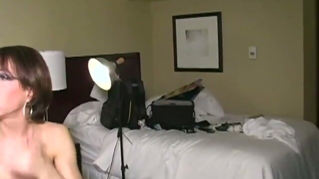 Two shemales cum while riding a lucky guy's cock