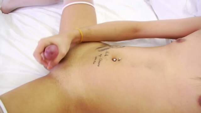 Petite ladyboy cumming alone