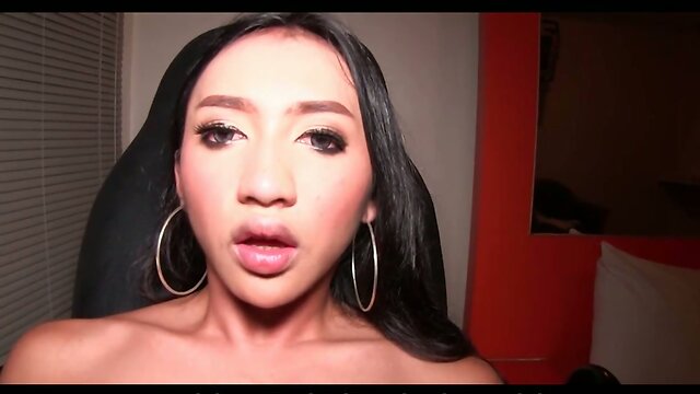 Teen Ladyboy Pushing Hard Cock Into Ass