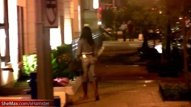 Seductive ebony t-babe we picked up in the streets jerks off