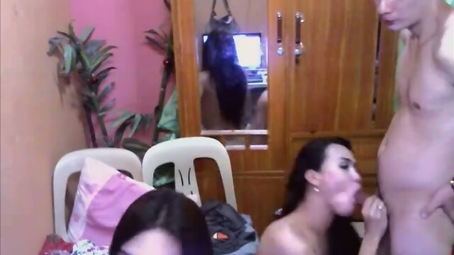 Two Hot Shemales and One Very Lucky Guy