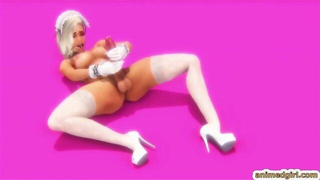 3D hentai shemale gets handjob and hardfuck