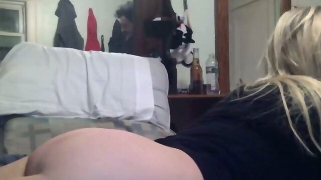 Blonde Shemale`s Bedroom Delight: Handsome BF Fingering Tight Ass & Sucking Hard Cock!