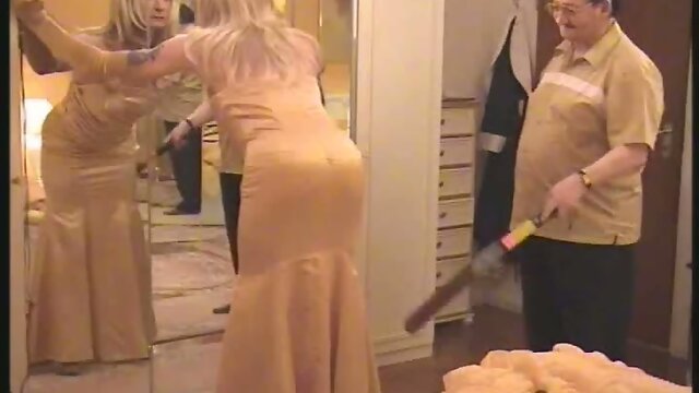Spanked In Tight Satin Gown