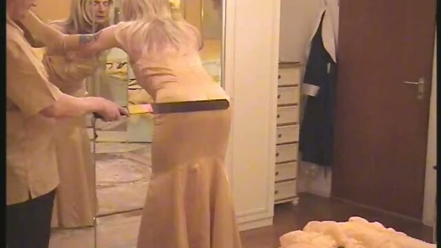 Spanked In Tight Satin Gown