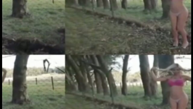 Sexy Blonde T-Girl Outdoors