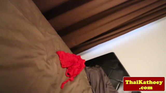 Redhead ladyboy jerking cock until cumshot