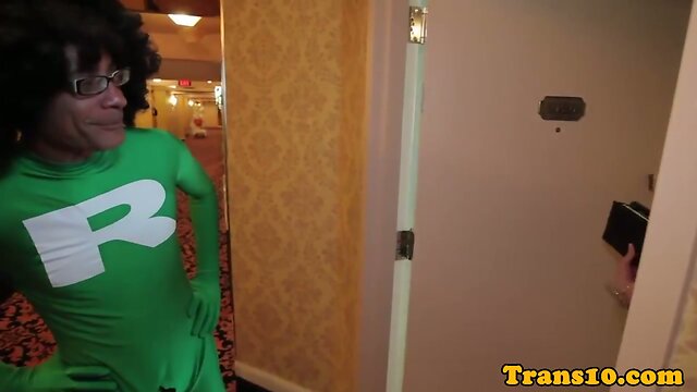 Busty ladyboy asshole pounded and facialed