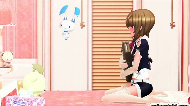 3D hentai shemale cutie self masturbating