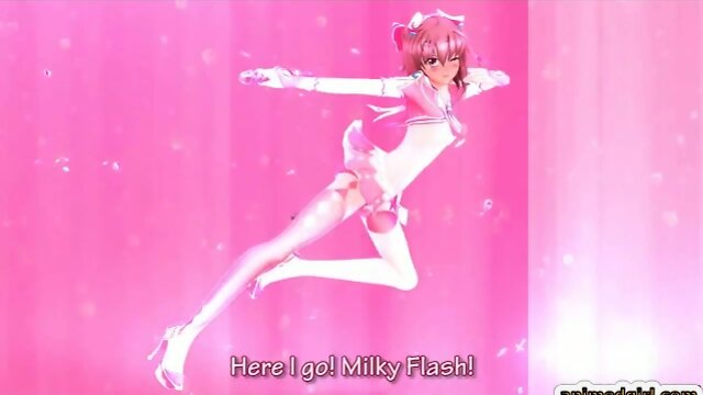 3D hentai shemale cutie self masturbating