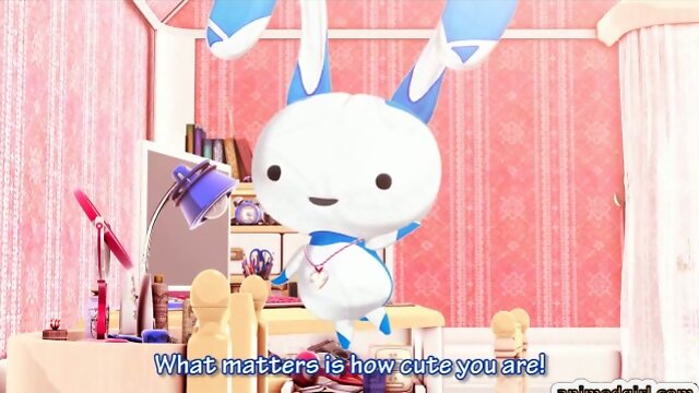 3D hentai shemale cutie self masturbating