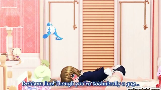 3D hentai shemale cutie self masturbating