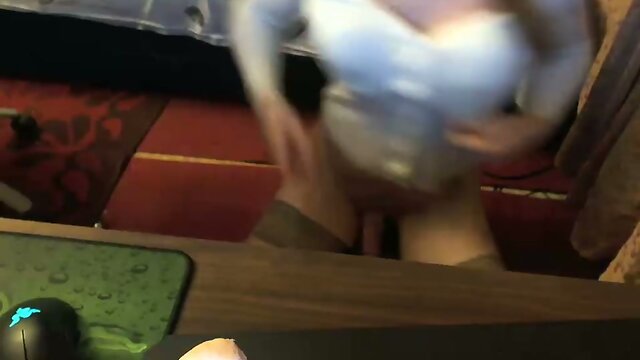 Big cock CD play with dildo