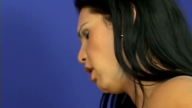 Two horny shemales in wild threesome sex with adorable stud