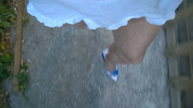 A Walk in the Park in Blue Pantyhose: Blue Stilettos Outdoor Exhib