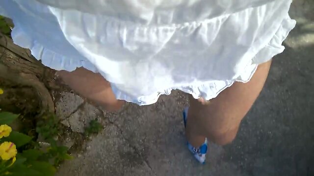 A Walk in the Park in Blue Pantyhose: Blue Stilettos Outdoor Exhib