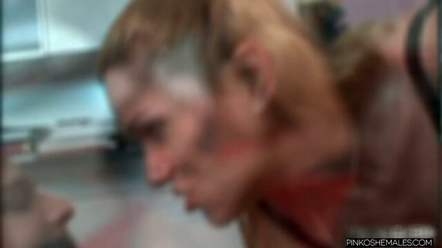 Using Their Advantage: Horny Shemale and Sexy Big Tits Girl Fucks Guy Crazy!