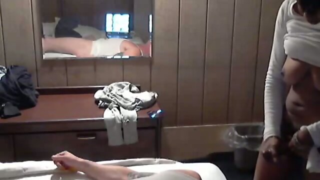 Ebony Shemale gives white guy facial