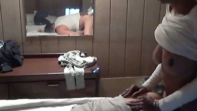 Ebony Shemale gives white guy facial