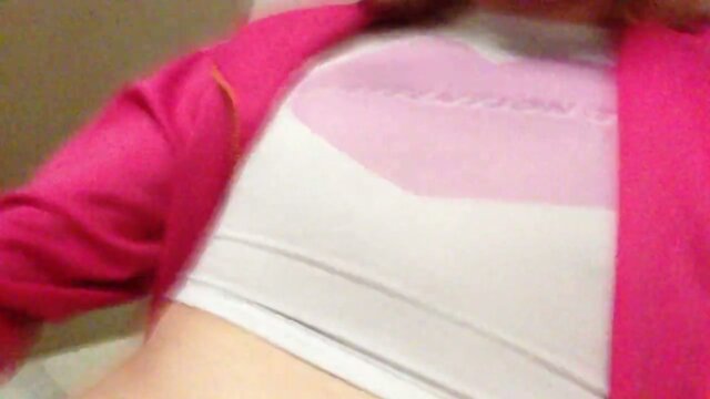 Cute Trans Girl Jerks it in a Public Restroom