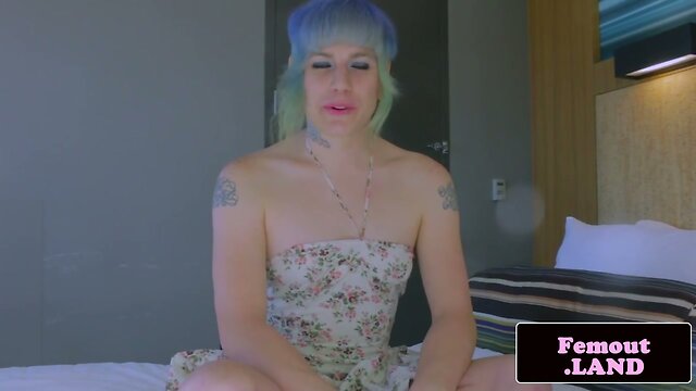 Alt femboy beauty toys her ass and jerks off