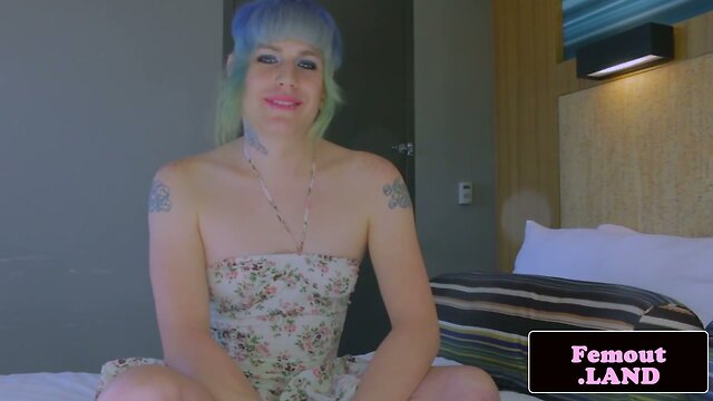 Alt femboy beauty toys her ass and jerks off