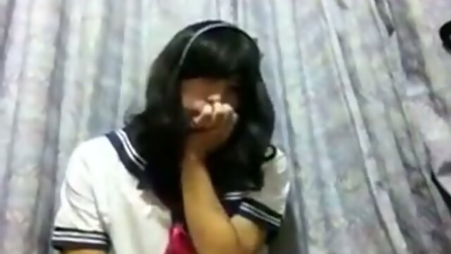 Teen asian schoolgirl jerks and cums