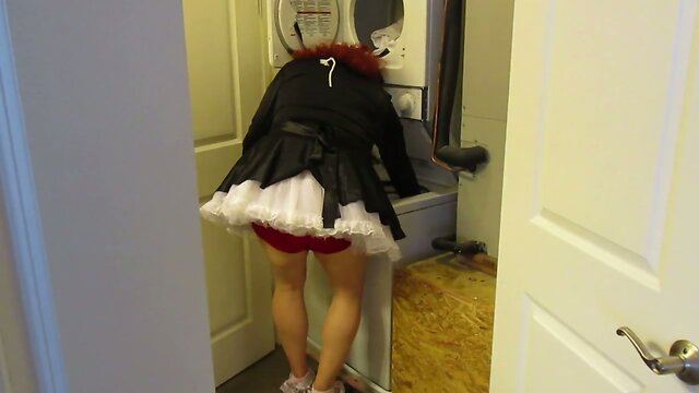 sissy maid doing laundry