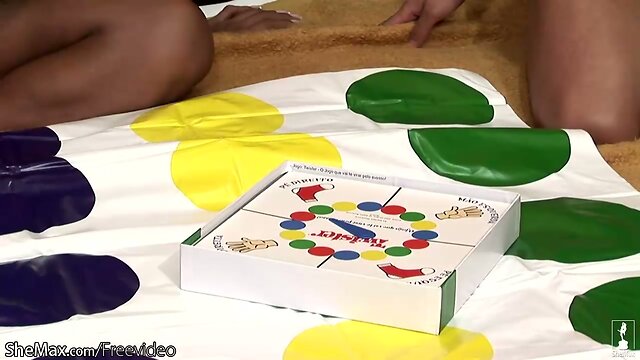 Four TS girlfriends play game of twister and get all naked