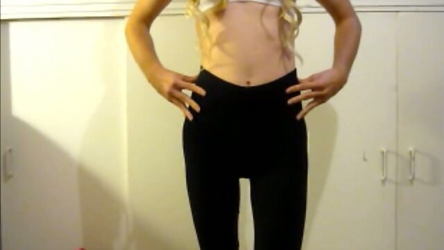 Young sissy strokes and cums