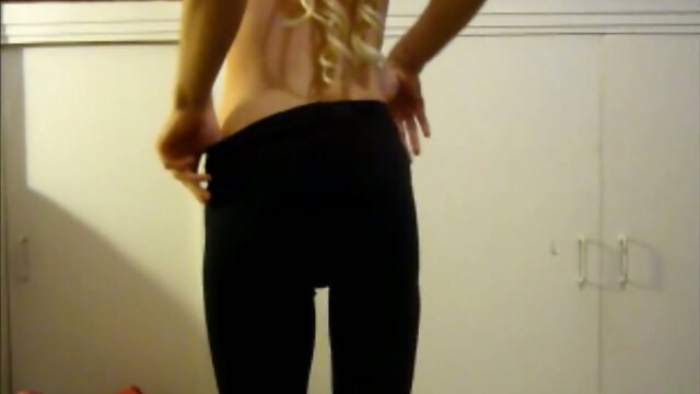 Young sissy strokes and cums