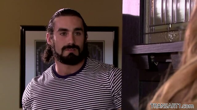 Savannah Thorne on a muscular man