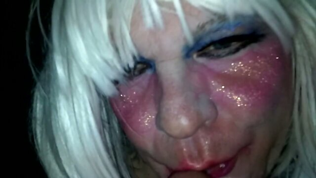 sloppy crossdressing blowjob