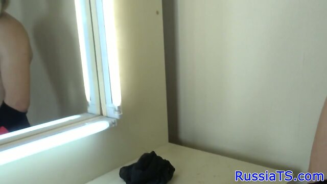 Classy russian trans toying her asshole